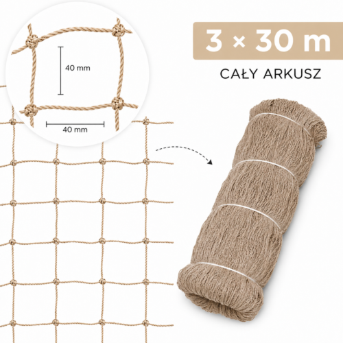 Siatka o oczkach 40 mm x 40 mm, arkusz 3 m x 30 m – zdjęcie produktu