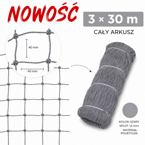 Siatka o oczkach 40 mm x 40 mm, arkusz 3 m x 30 m – zdjęcie produktu